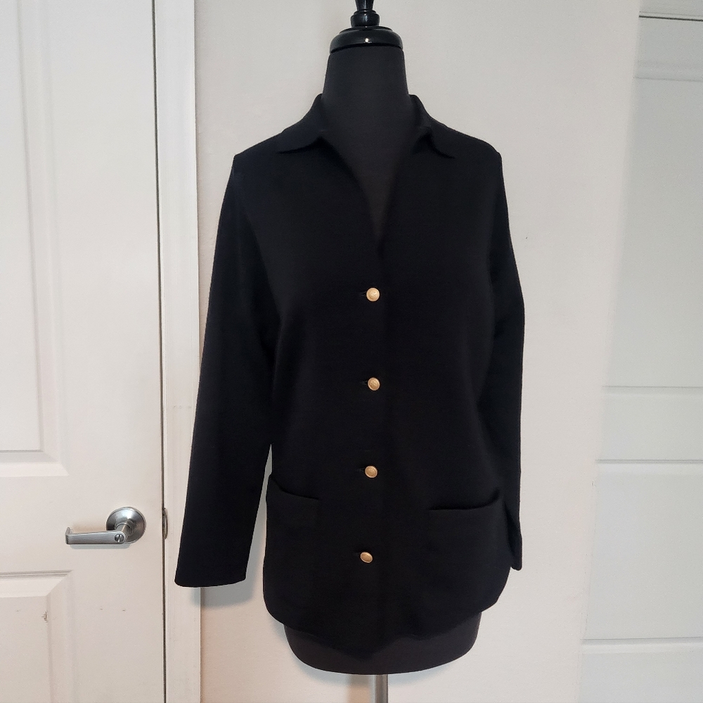Classic Black Women's Jacket with Gold Buttons Vintage